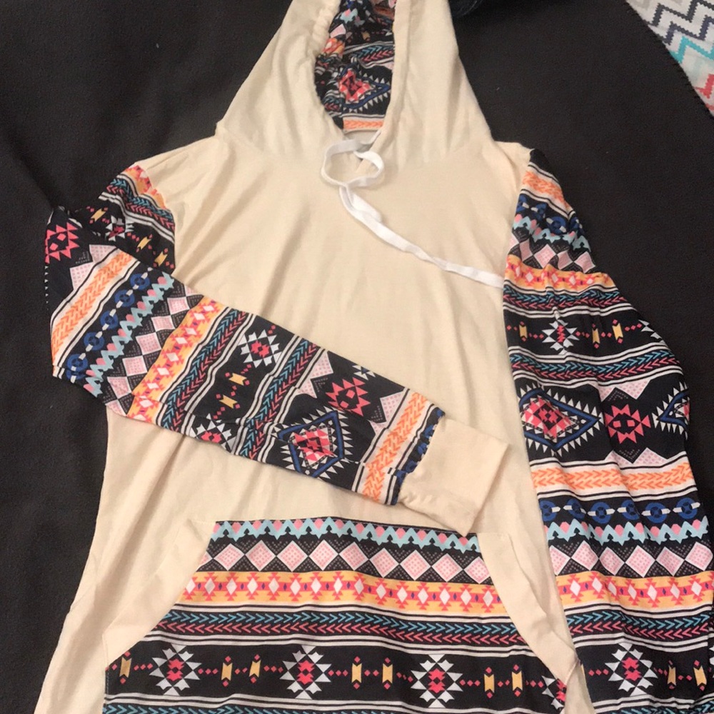 Aztec print and cream hoodie from a boutique